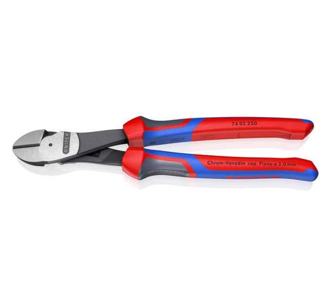 Кусачки боковые (бокорезы) особой мощности, Ø4,6мм, 250мм KNIPEX 74 02 250 SB, фосфатированные