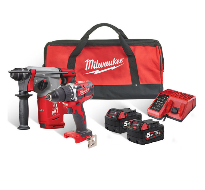 Набор инструментов акумуляторных MILWAUKEE, M18FPP2BB-502B (ЗУ, 2х5Ач, M18 CBLDD, CHX, сумка)