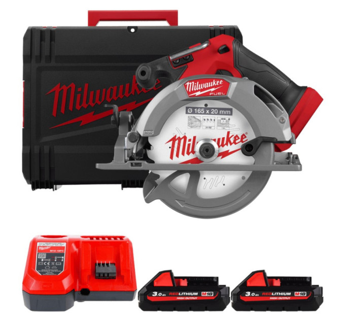 Пила дисковая акумуляторная бесщёточная MILWAUKEE M18 FCS552-302X, Ø165мм (ЗУ+2Х3Ач+HDкейс)