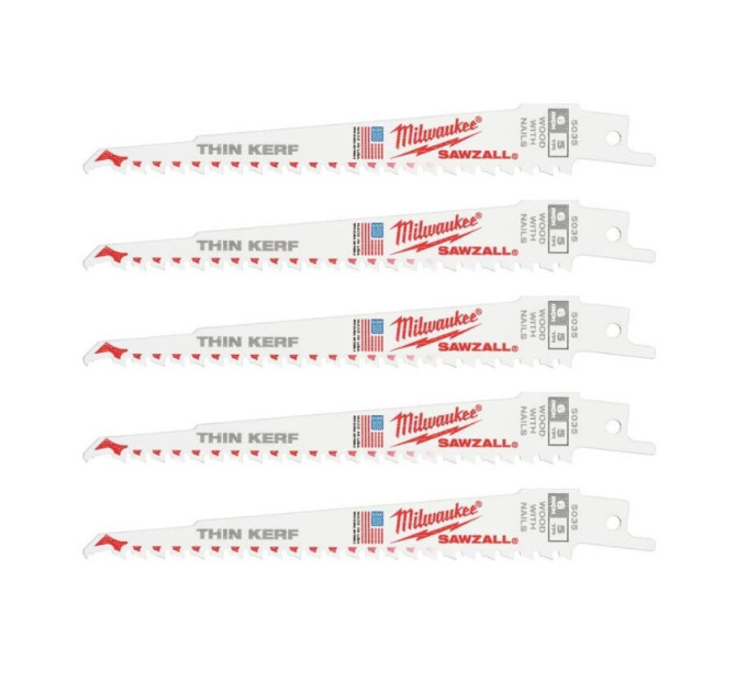 Полотно для сабельных пил FANG TIP THIN KERF MILWAUKEE, 150х5,0мм, (5 шт), (замена на 48475035)