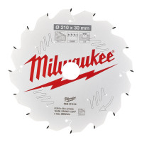 Диск пильный по дереву PFTE THIN KERF MILWAUKEE, Ø210x30x2,4мм, 16зуб.