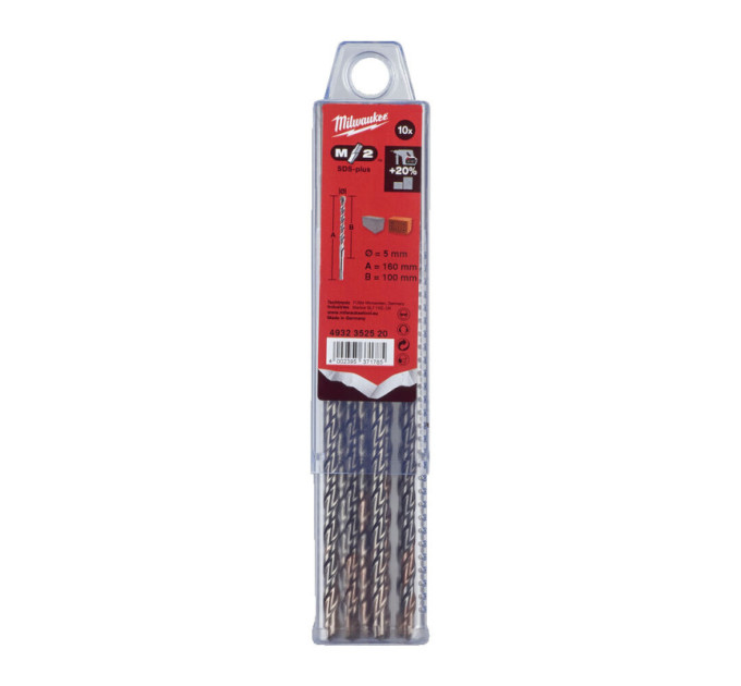 Бур SDS-PLUS M2 MILWAUKEE, Ø5,0х160х100мм, (10шт)