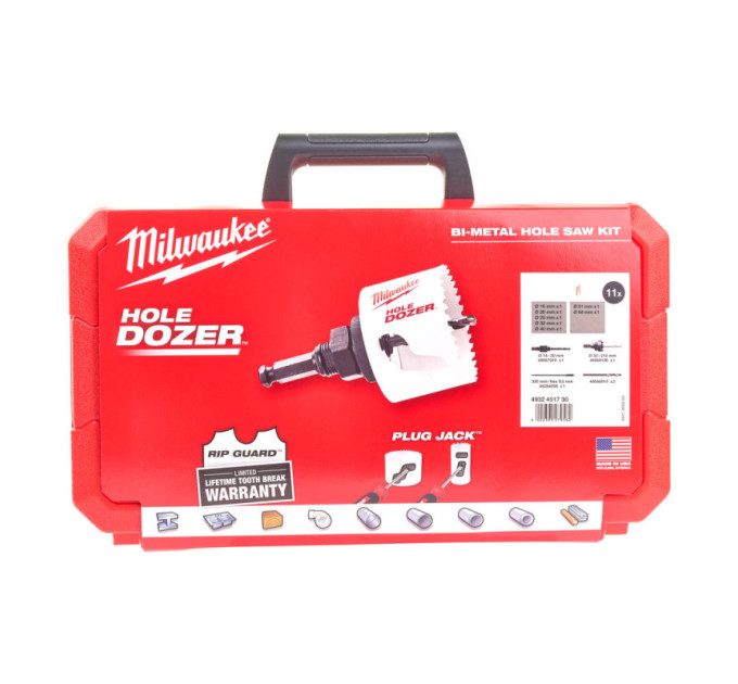 Набір коронок Bi-Metal HOLE DOZER™ MILWAUKEE (Ø16, 20, 25, 32, 40, 51, 64мм) (12шт)
