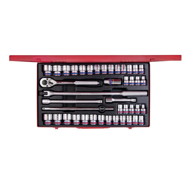 Набор головок 1/2" 43 ед. 12-ти гранные,короткие, дюймовые+метрические