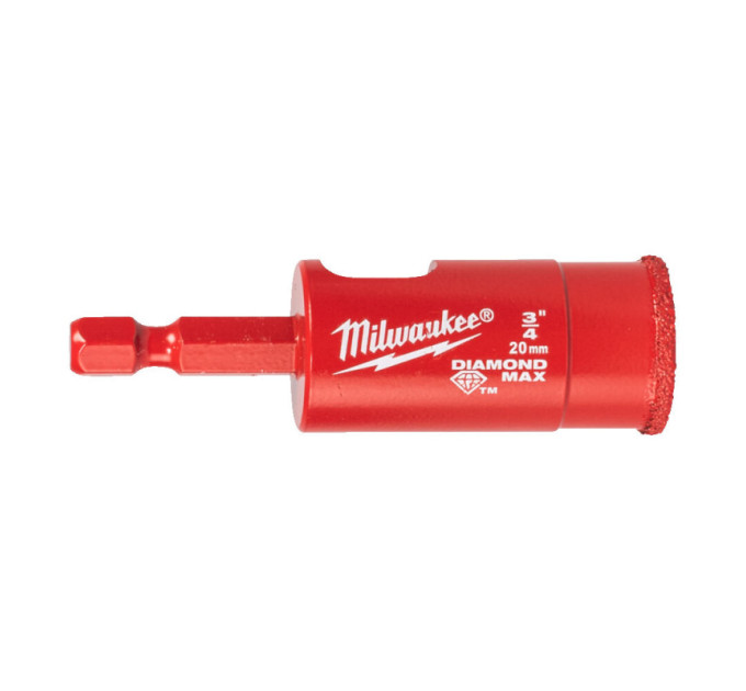 Коронка алмазная Diamond Plus/Max MILWAUKEE, Ø20,0мм (1/4'' Hex) (сверление с водой)