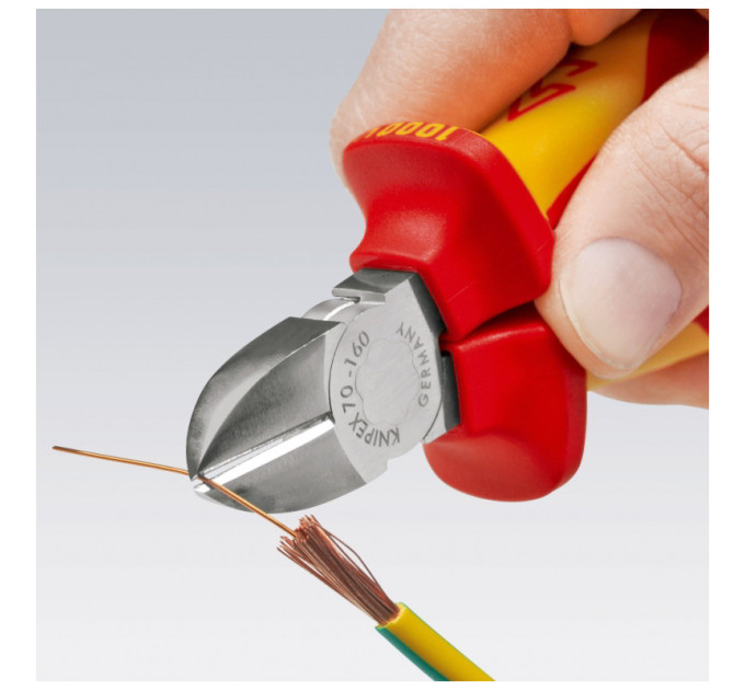 Кусачки боковые (бокорезы), Ø4,0мм, 160мм VDE KNIPEX 70 06 160 T, с страховкой, хромированные