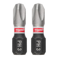 Бита SHOCKWAVE MILWAUKEE, PH3, 25мм, (3шт) Бита SHOCKWAVE MILWAUKEE, PH3, 25мм, (3шт)