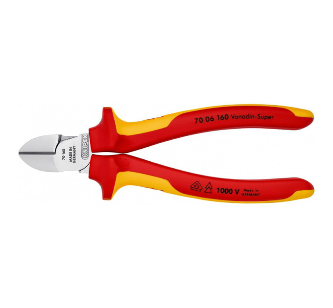 Кусачки боковые (бокорезы), Ø4,0мм, 160мм VDE KNIPEX 70 06 160, хромированные