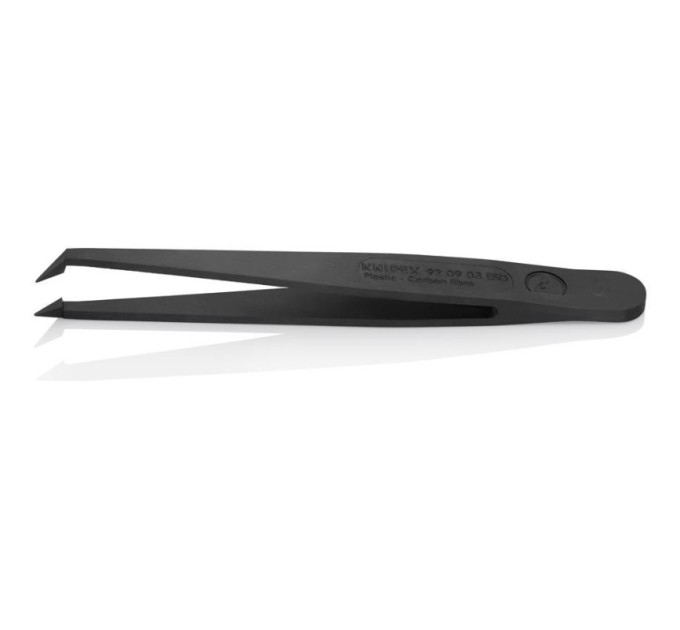Пинцет пластиковый антистатический KNIPEX, 92 09 03 ESD, вигнутий під кутом 45°
