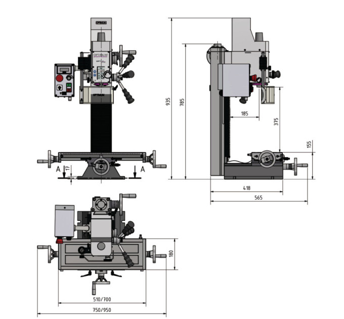 Настольный фрезерный станок по металлу Optimum OPTImill BF 20 L Vario STURMER Maschinen