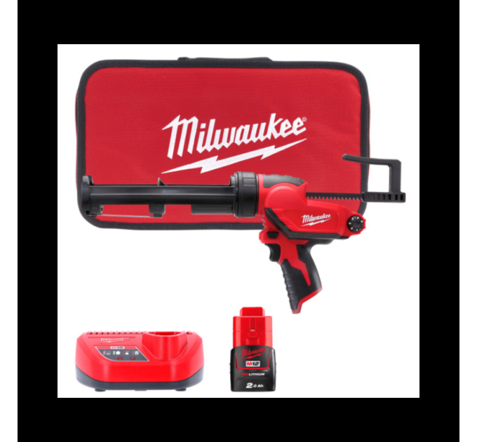Пистолет для герметика аккумуляторный MILWAUKEE M12 PCG/310C-201B (310мл) (ЗУ+1акк.Х2Ач+сумка)