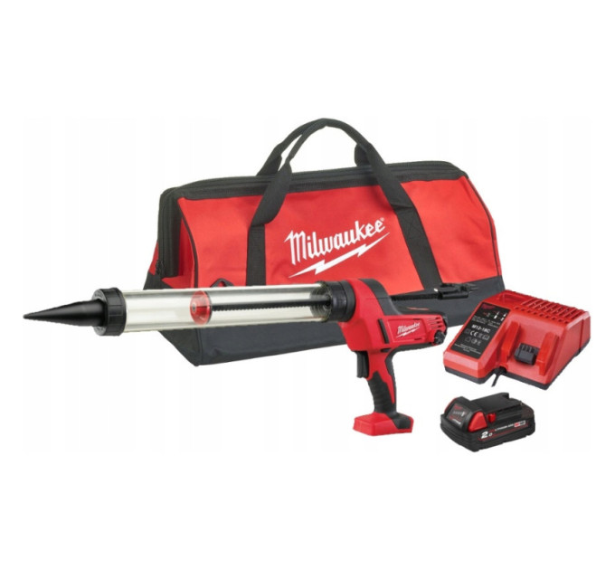 Пистолет для герметика аккумуляторный MILWAUKEE C18 PCG/600T-201B (600мл) (ЗУ+1акк.Х2Ач+сумка)