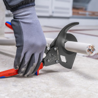 Ножницы для резки кабелей (по принципу трещотки), Ø52мм / 380мм², 280мм KNIPEX 95 31 280, фосфат Ножницы для резки кабелей (по принципу трещотки), Ø52мм / 380мм², 280мм KNIPEX 95 31 280, фосфат