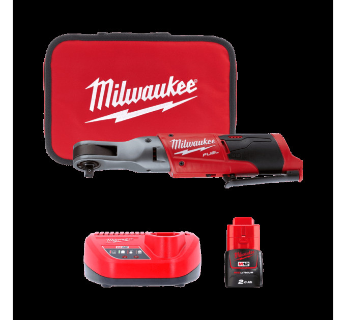 Трещітка акумуляторна компактна безщіткова MILWAUKEE 3/8" (75 Нм) M12 FIR38-201B(ЗУ+1Х2Ач+сумка)