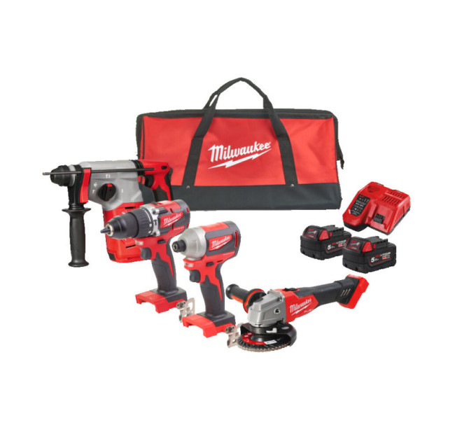 Набор инструментов аккумуляторных MILWAUKEE M18 FPP4R-502B (ЗУ, 2Х5Ач, сумка)