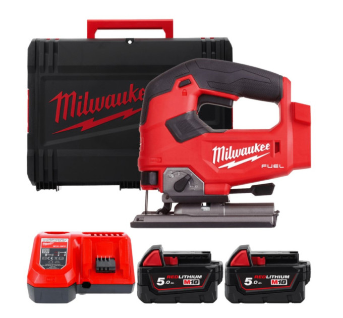 Пила лобзикова акумуляторна безщіткова MILWAUKEE M18 FJS-502X (ЗУ+2акк.Х5Ач+HDкейс)