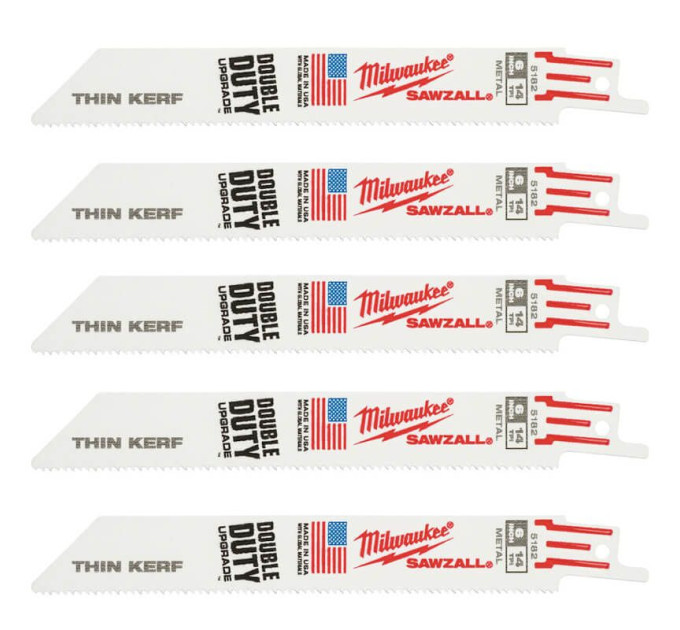 Полотно для сабельных пил THIN KERF MILWAUKEE, 150х1,8мм, (5шт), (металл)