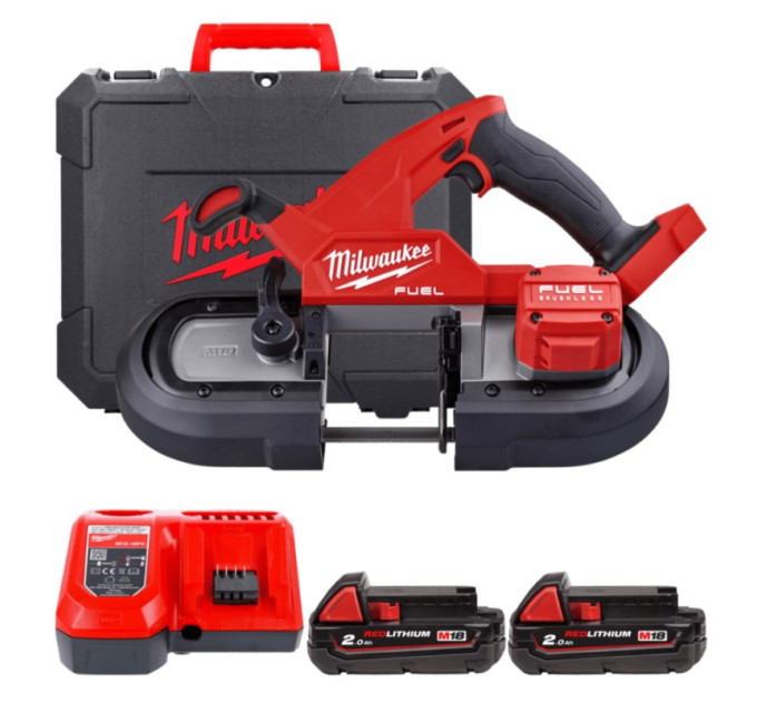 Пила ленточная аккумуляторная бесщёточная MILWAUKEE M18 FBS85-202C (ЗУ+2акк.Х2Ач+кейс)
