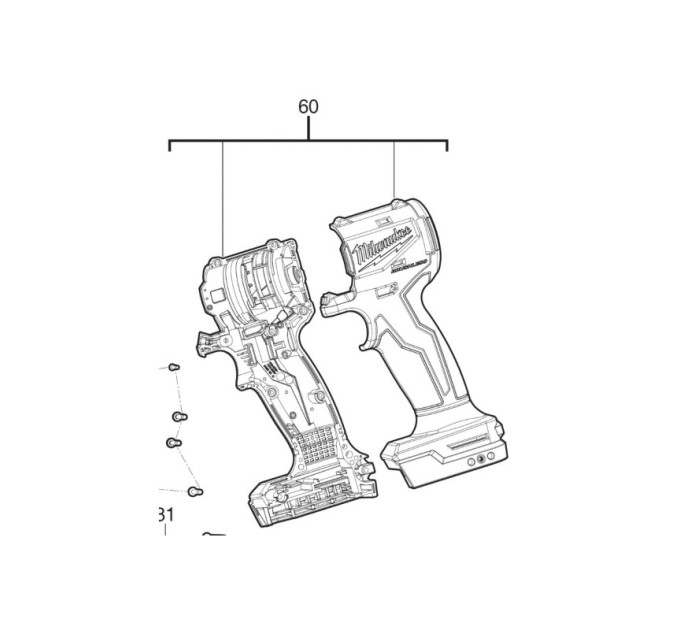 Корпус в сборе для шуруповерта MILWAUKEE M18 BLIDRC