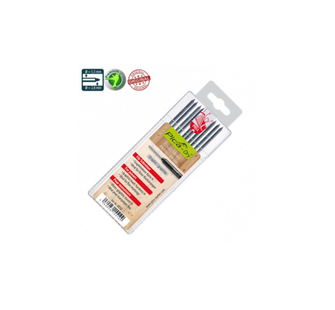 Стержни запасные Dry Graphite Lead 4050 спецтвердость Н для PICA Dry, графит, (10шт)