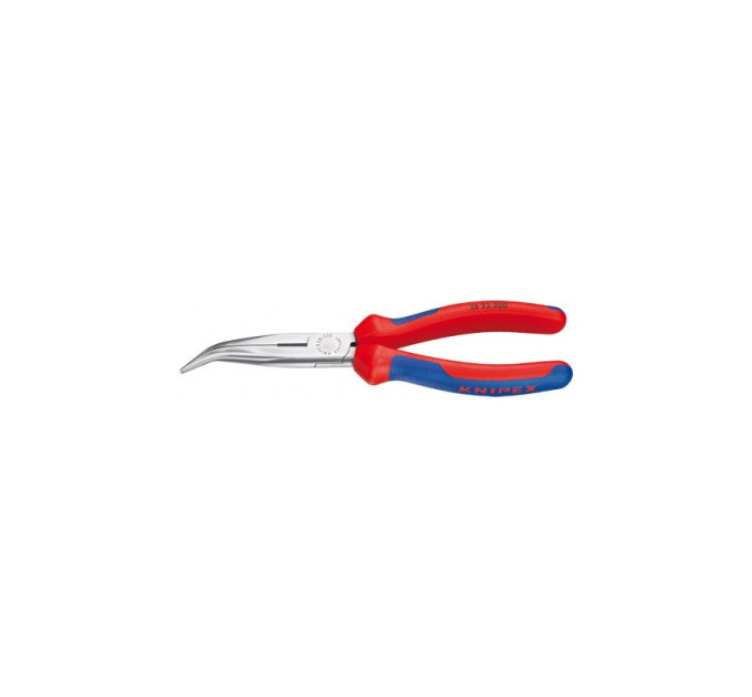 Круглогубцы плоские с режущей кромкой загнутые 40°, Ø3,2мм 200мм KNIPEX 26 22 200, фосфатированные