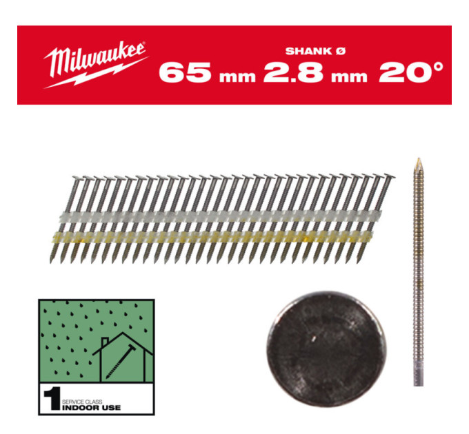 Набор гвоздей для нейлера 15G/20°/50мм (2000 шт) MILWAUKEE