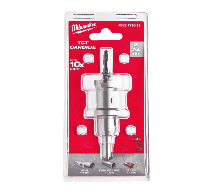 Цельная коронка Holesaw TCT MILWAUKEE для стали/нержавеющей стали, Ø24мм