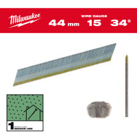 Набор гвоздей гальванизированных с D- образной шляпкой для нейлера MILWAUKEE, 15G/34°/44мм, (2500шт)