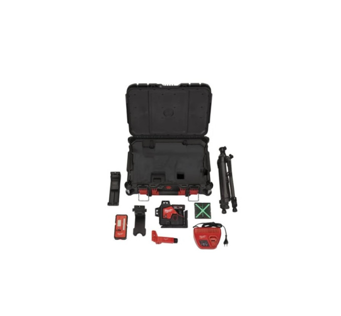 Нивелир лазерный аккумуляторный 3D MILWAUKEE M12 3PL-401C (360˚, зелёный луч) (ЗУ+1Х4Ач+кейс)