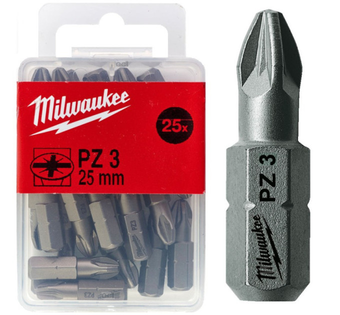 Бита MILWAUKEE, PZ3, 25мм, (25 шт)
