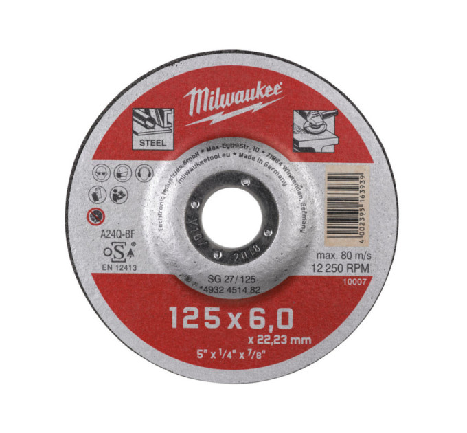 Диск зачистний по металу MILWAUKEE, SG 27/125х6, Ø125мм