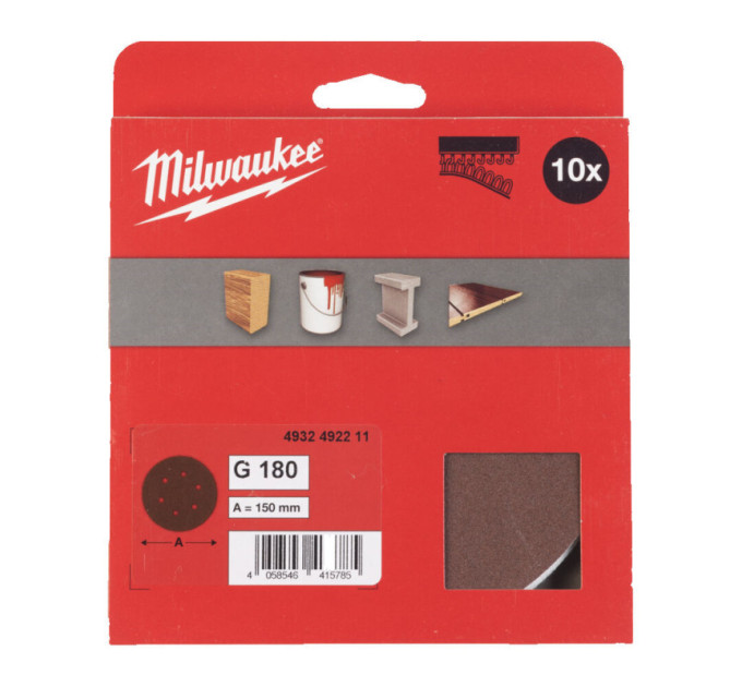 Шліфувальне коло MILWAUKEE Ø150/6 HL, зерно 180, (10шт)
