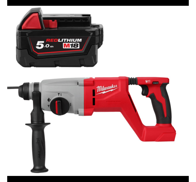 Перфоратор аккумуляторный бесщёточный SDS PLUS MILWAUKEE M18 BLHACD26-0 (2,6 Дж) (каркас) + M18 B5