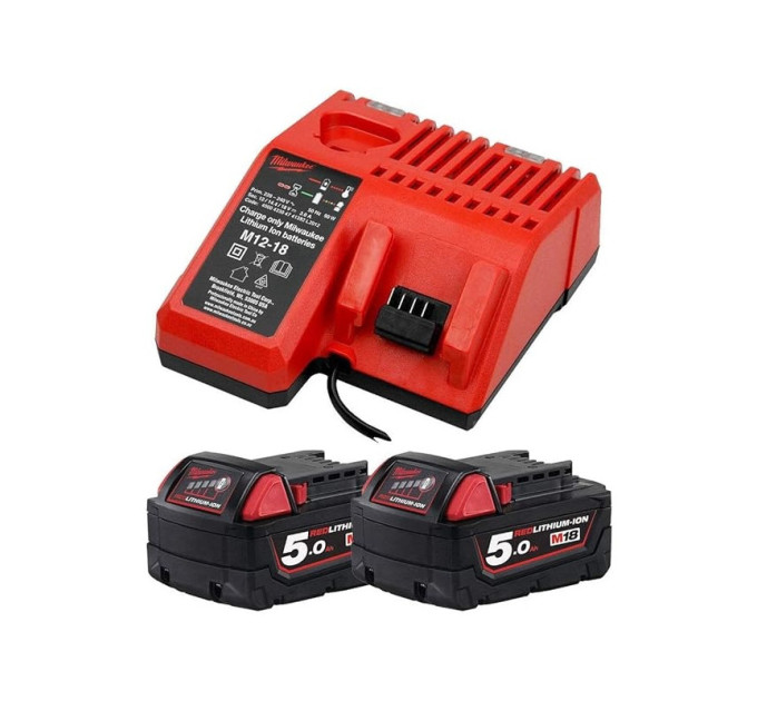 Энергокомплект MILWAUKEE M18 NRG-502С (ЗУ M12-18FC+2акк.Х5Ач В5)