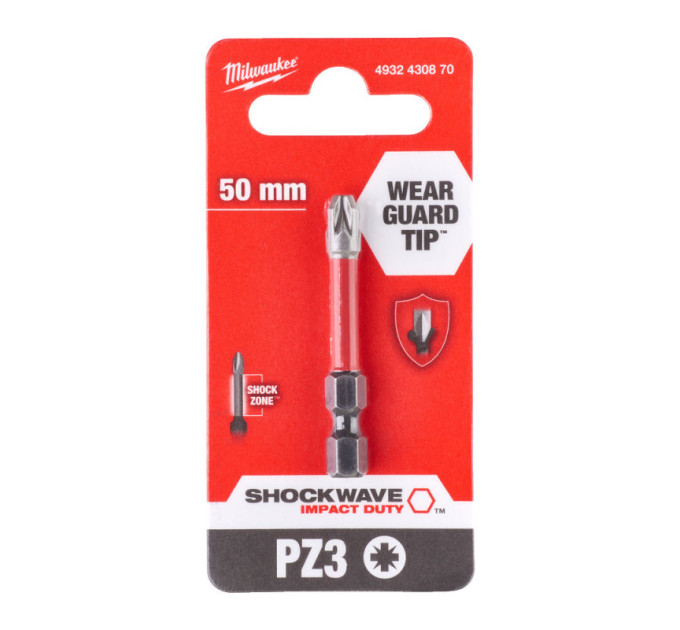 Бита SHOCKWAVE MILWAUKEE, PZ3, 50мм