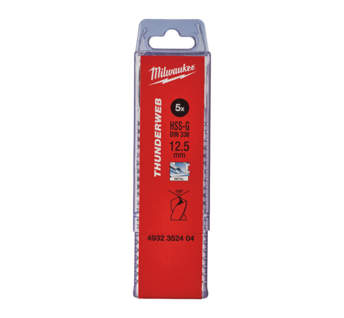 Свердло по металу THUNDERWEB HSS-G MILWAUKEE, DIN338, Ø12,5x151х101мм, (5шт)