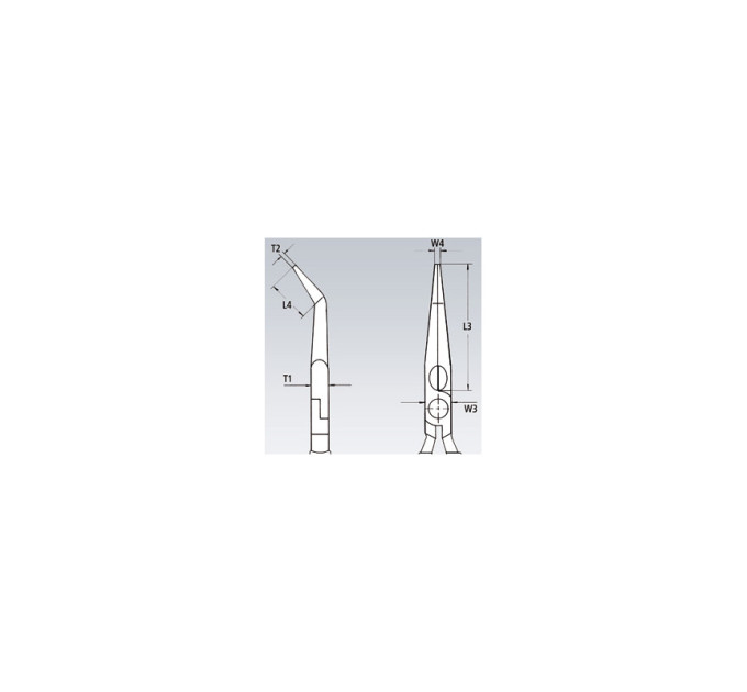 Круглогубцы плоские с режущей кромкой загнутые 40°, Ø3,2мм 200мм KNIPEX 26 25 200, хромиированные