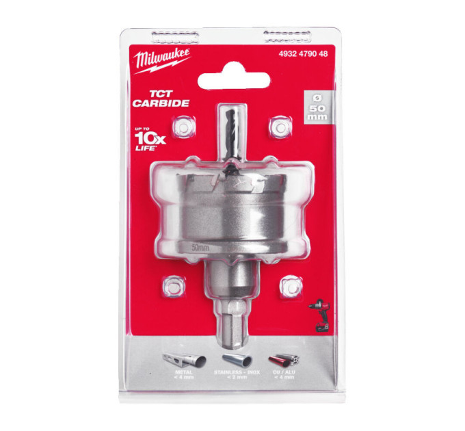 Цельная коронка Holesaw TCT MILWAUKEE для стали/нержавеющей стали, Ø50мм