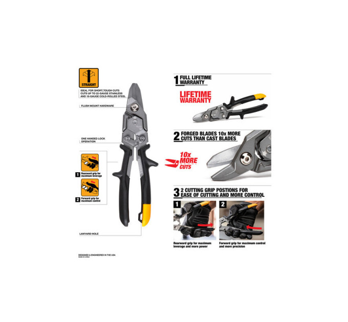 Ножницы по металлу TOUGHBUILT Bulldog TB-H4-60-B, 243мм