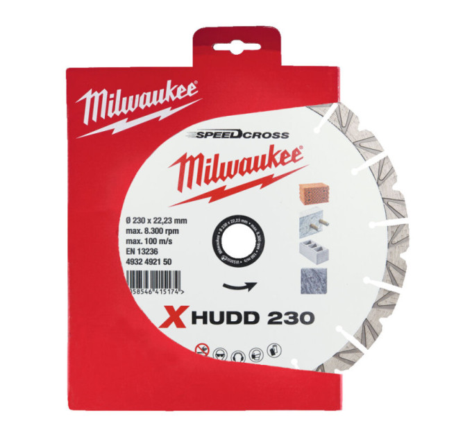 Диск алмазный Speedcross MILWAUKEE XHUDD 230, Ø230мм (железобетон, гранит)