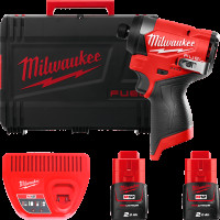 Шуруповерт ударный аккумуляторный бесщёточный MILWAUKEE (170 Нм) M12 FID2-202Х (ЗУ+2акк.Х2Ач+HDкейс)