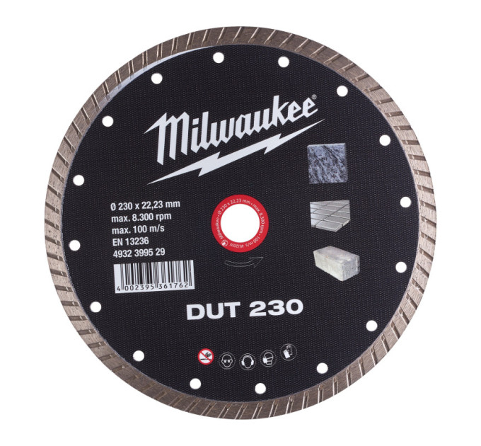 Диск алмазний MILWAUKEE DUT 230, Ø230мм (керамічна плитка/чистий різ)