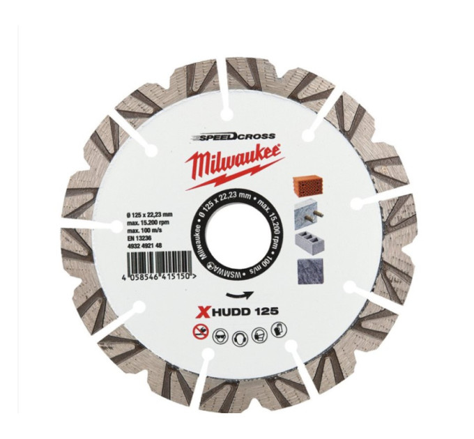 Диск алмазний Speedcross MILWAUKEE XHUDD 125, Ø125мм (залізобетон, граніт)