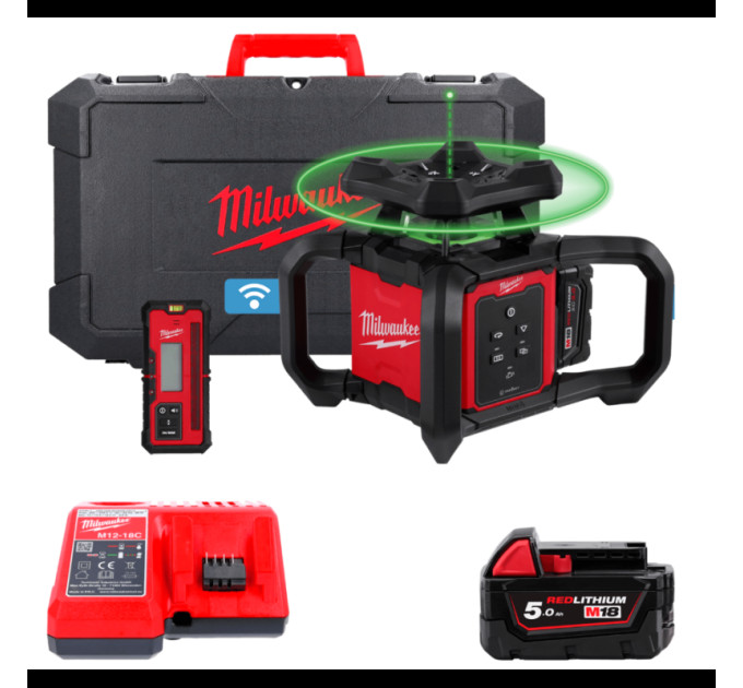 Уровень лазерный ротационный аккумуляторный MILWAUKEE M18 RLOHVG300-501C 300м
