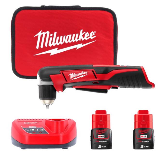 Дриль кутовий акумуляторний MILWAUKEE C12 RAD-202В (12Нм)(ЗУ+2акк.Х2Ач+сумка)