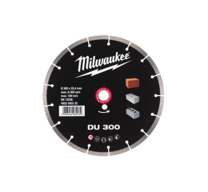Диск алмазний MILWAUKEE DU 300, Ø300мм (цегла, бетон)