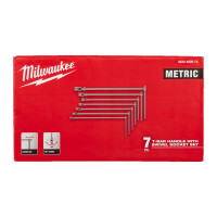 Набір ключів хромованих з Т-подібною ручкою та шарніром MILWAUKEE, (Hex 8 - Hex 19), (7шт)
