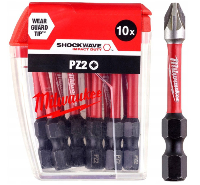Бита SHOCKWAVE MILWAUKEE, PZ2, 50мм, (10шт)