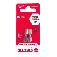 Бита SHOCKWAVE MILWAUKEE, SL1,2x6,5, 25мм, (2шт) Бита SHOCKWAVE MILWAUKEE, SL1,2x6,5, 25мм, (2шт)