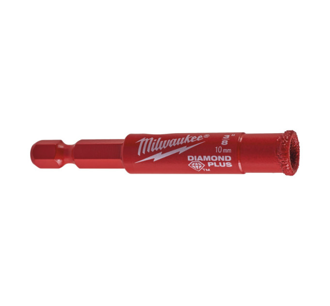 Коронка алмазная Diamond Plus/Max MILWAUKEE, Ø10,0мм (1/4 Hex) (с водой)